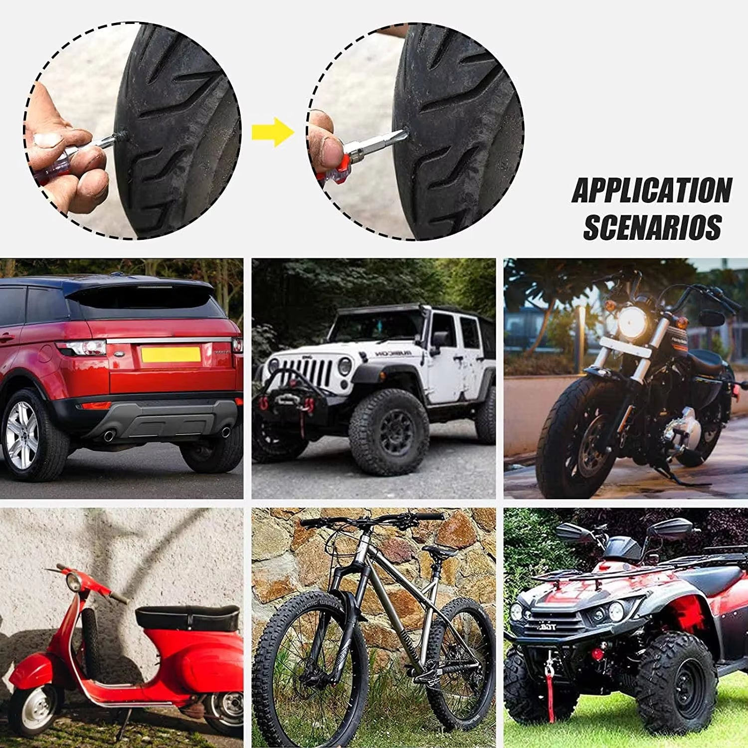 Vacuum Tyre Repair Set Nail Kit for Wheels Car Motorcycle Scooter Rubber Tubeless Tire Repair Tool A1 Glue Free Repair Tire Nail