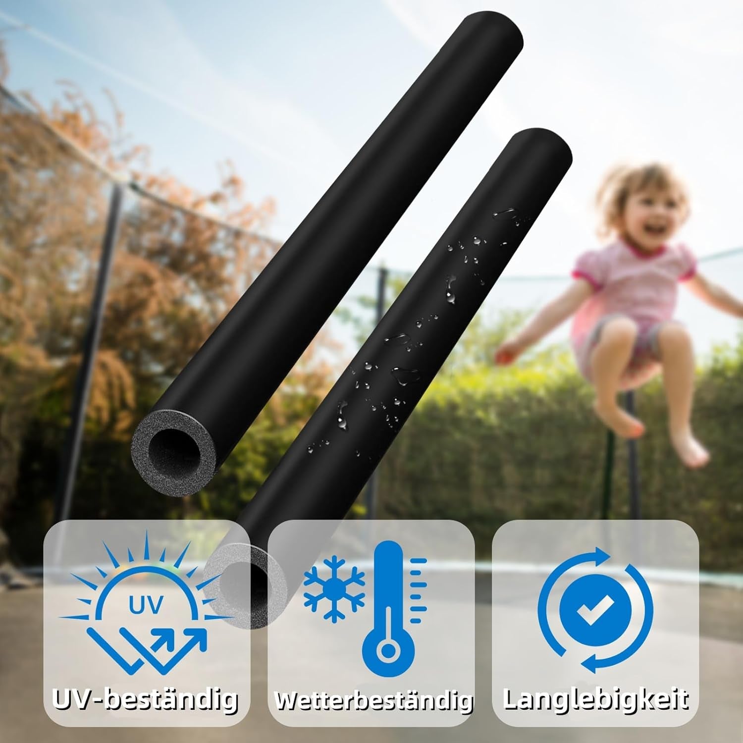 Trampoline Foam Tubes Padding 90 Cm - Pole Protection for 8 Poles Safety Net Including