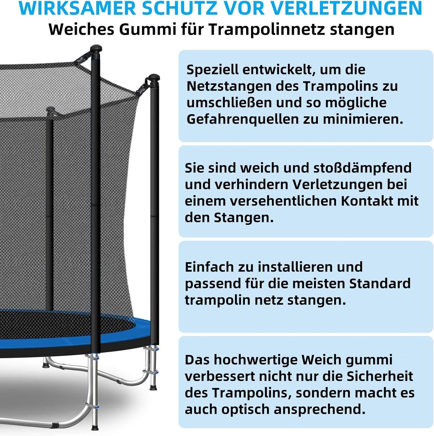 Trampoline Foam Tubes Padding 90 Cm - Pole Protection for 8 Poles Safety Net Including