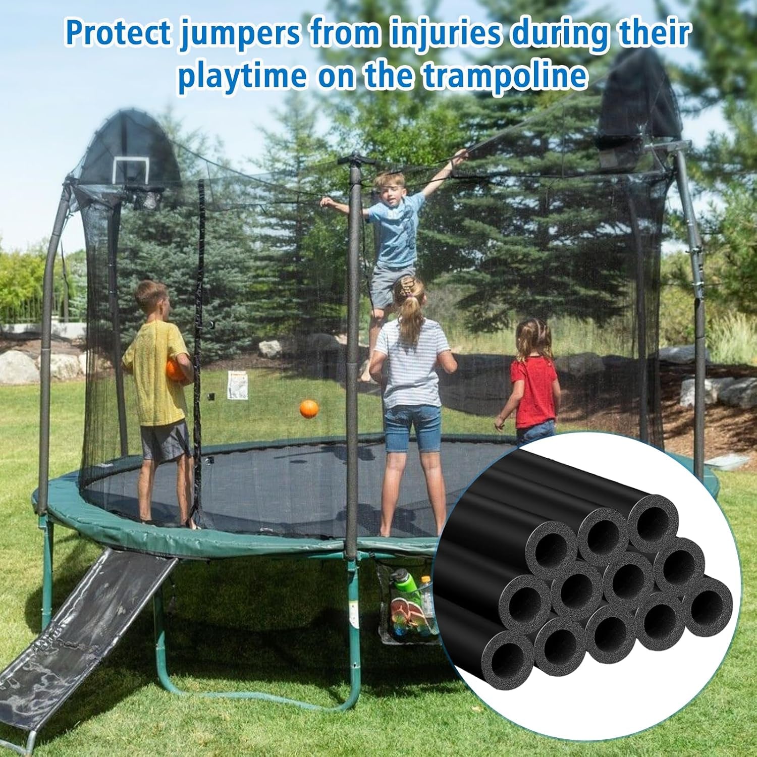 Trampoline Foam Tubes Padding 90 Cm - Pole Protection for 8 Poles Safety Net Including