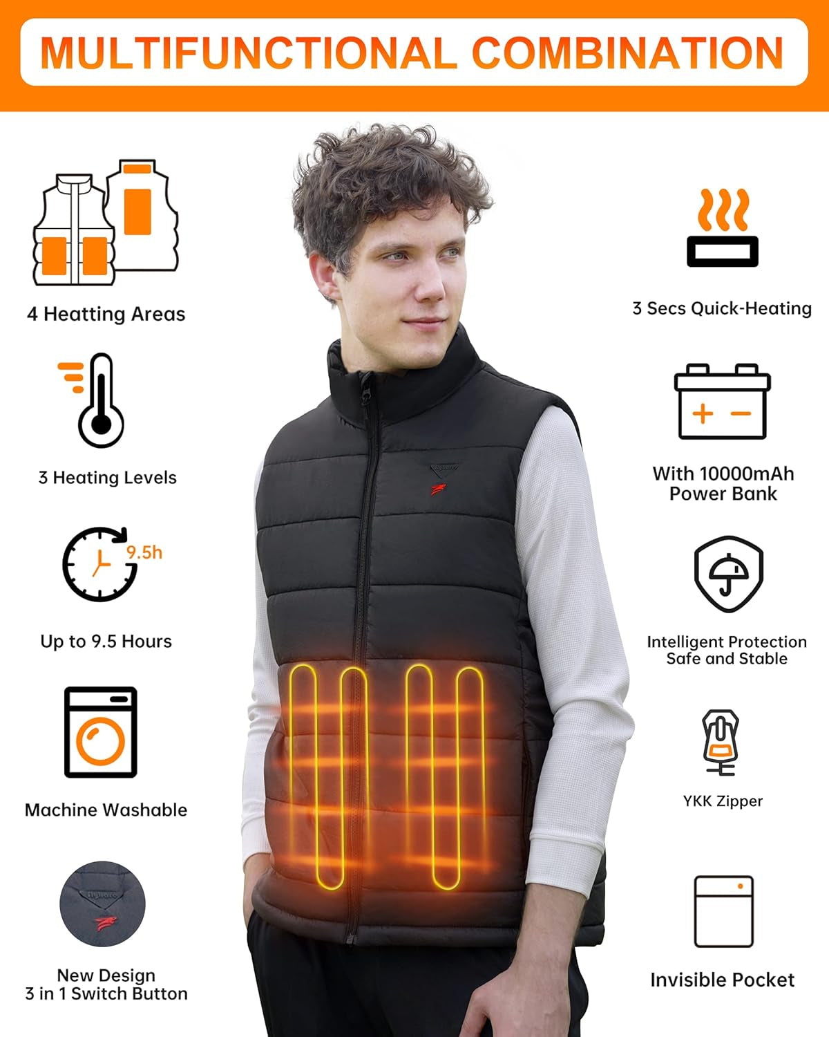 Heated Vest for Men with Battery Pack Included, Warming Men'S Heated Vest Electric, Lightweight Heated Jacket