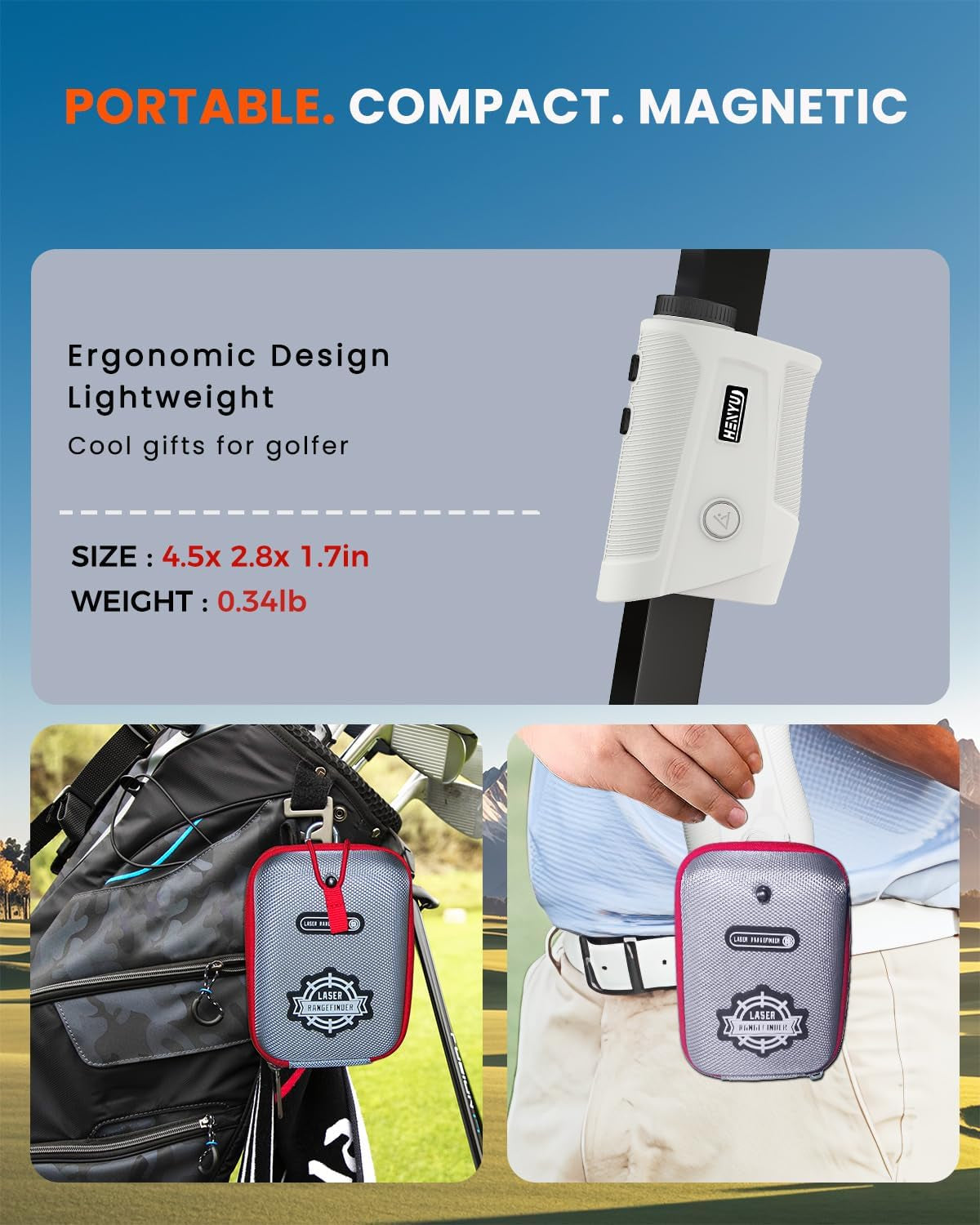 Golf Rangefinder with Slope, Golf Laser Rangefinder,1200 Yard Range Finder Golfing with Magnetic Holder, USB C Rechagreable, 7X Magnification, High-Precision Flag Lock Vibration, Fast Focus