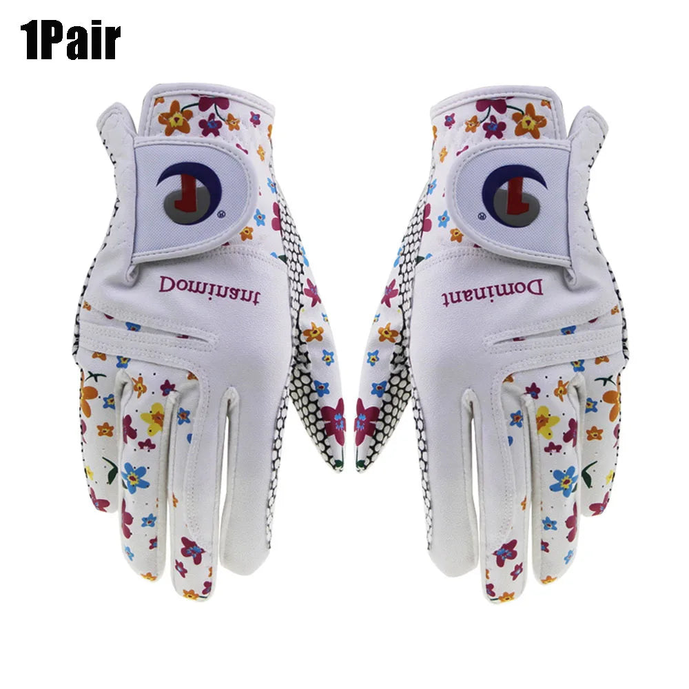 Golf Glove Women Ladies Pair Cool Leather Both Hand Summer Floral Colorful Breathable for Non Slip Gloves 1 Pair