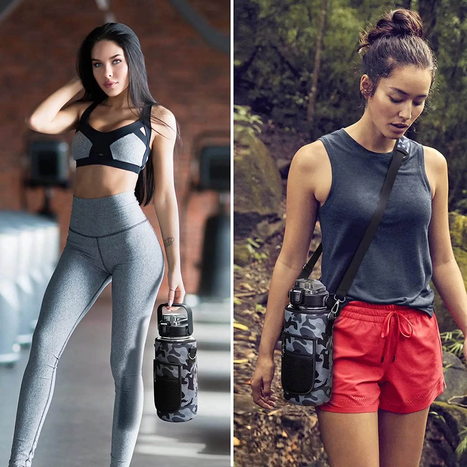 Half Gallon Water Bottle with Sleeve 2L Leak-Proof Bpa-Free Motivational Drink Water Bottle with Straw & Customized Time Markers