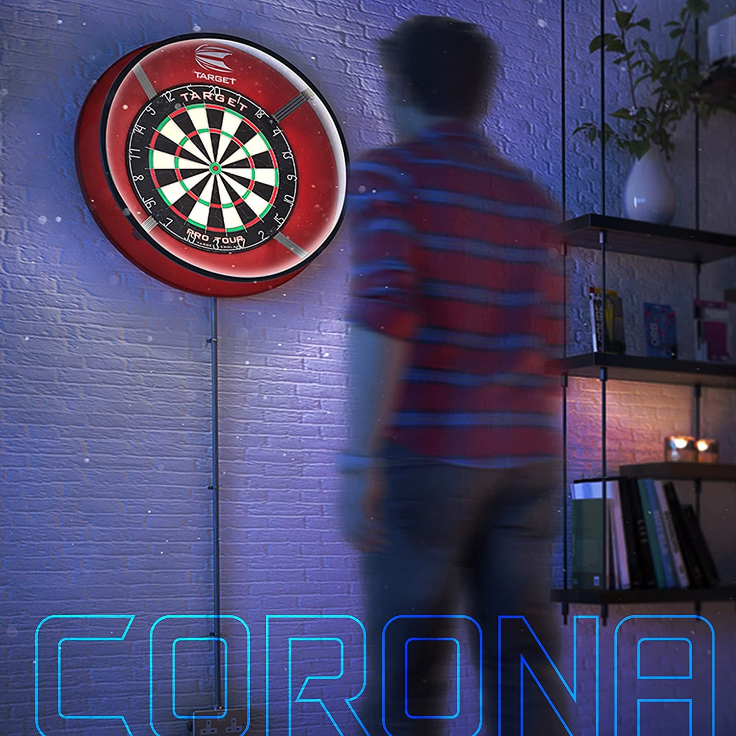Darts Corona Vision Dartboard Lighting System, Black Frame | White LED Dart Board Surround Ring Light | Available with Pro Tour Dartboards Surround & Championship Dartboard, or Oche Dart Mat