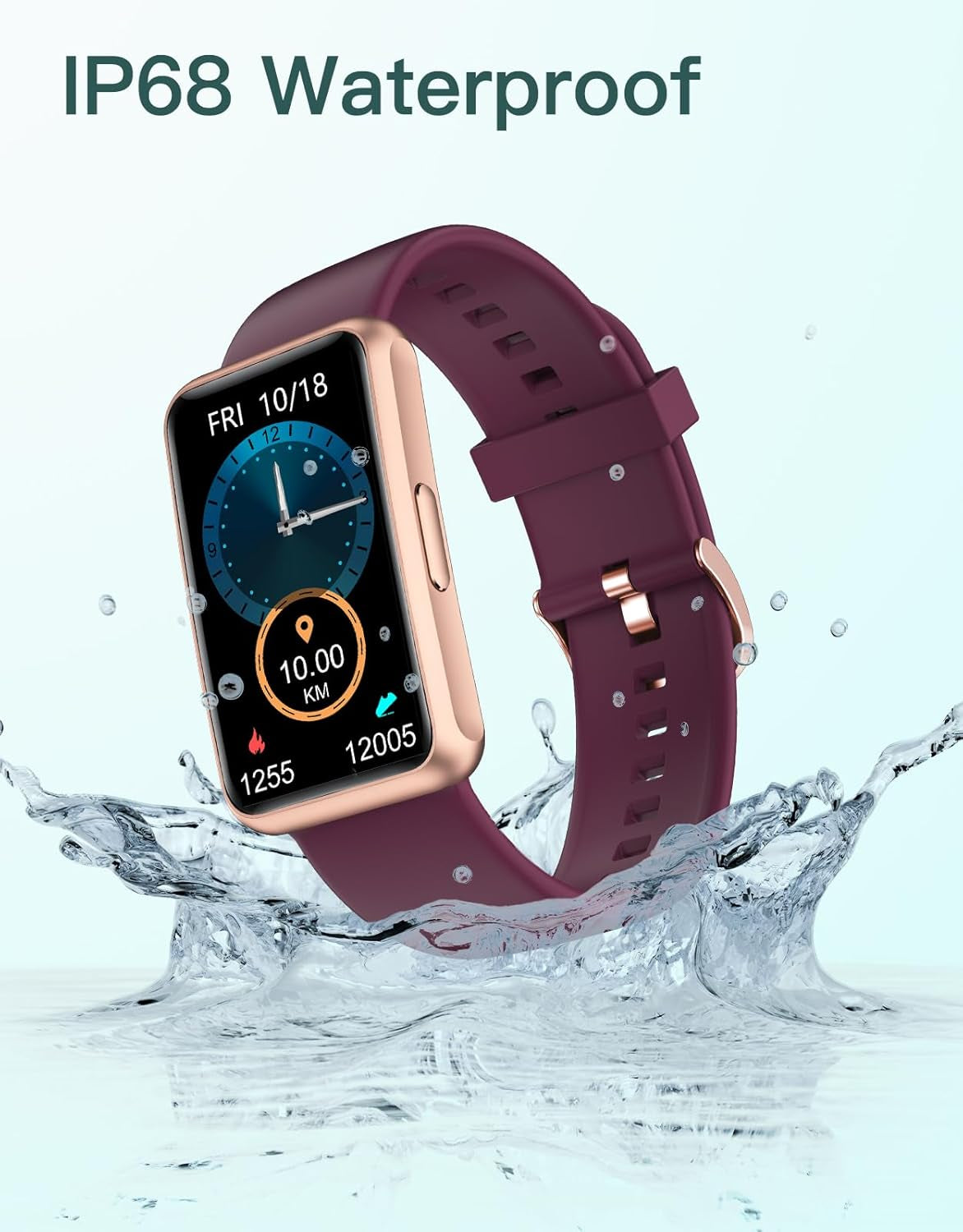 Fitness Tracker - Standalone Fitness Watch for Men and Women, IP68 Waterproof with Full Touch Screen, Steps and Calories Counter, Sleep Tracker, and Alarm Clocks (Purple)