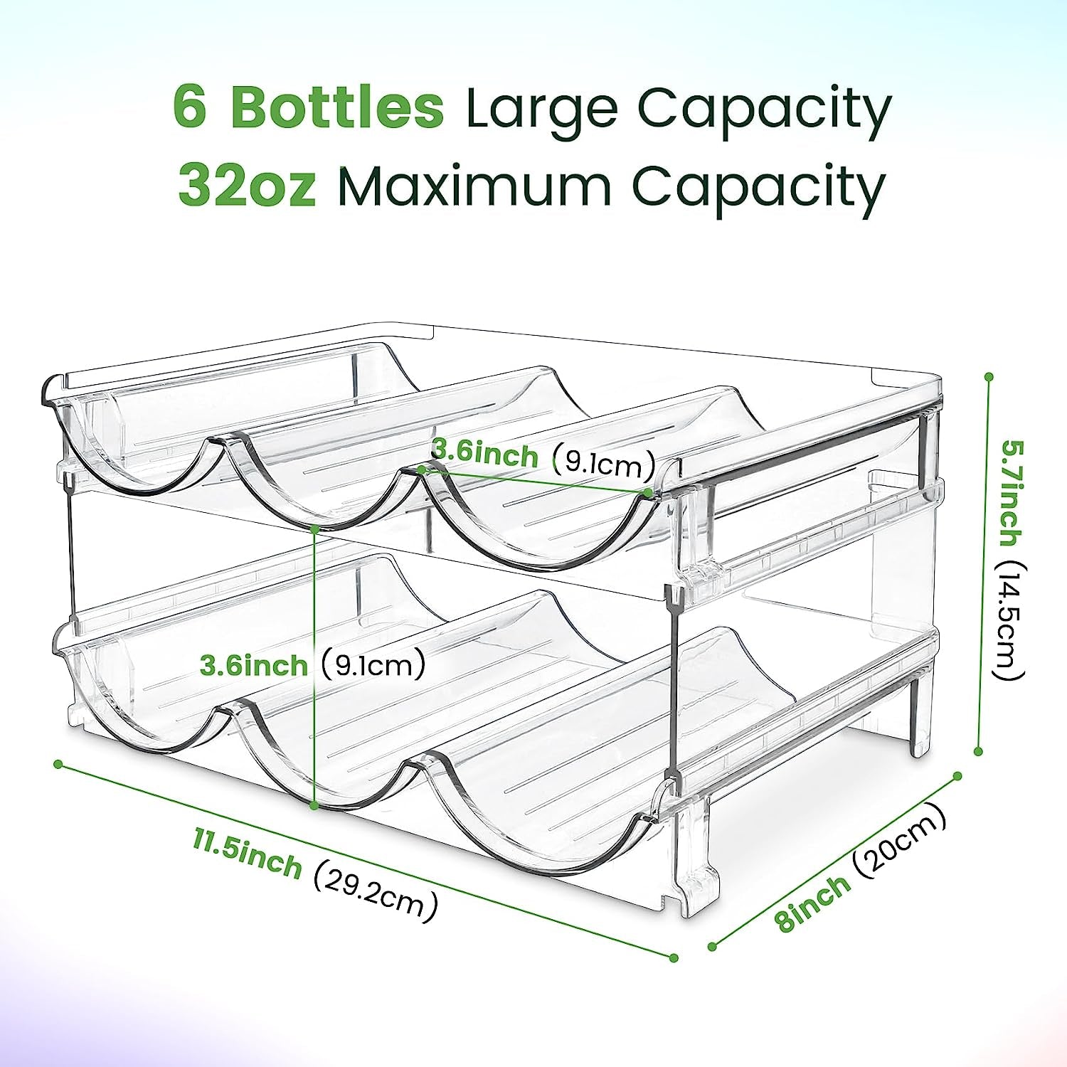 Water Bottle Storage Organizer Set - Stackable Cabinet Rack for Efficient Water Bottle Management (2 Packs)