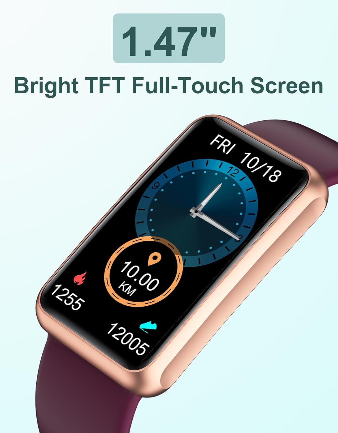 Fitness Tracker - Standalone Fitness Watch for Men and Women, IP68 Waterproof with Full Touch Screen, Steps and Calories Counter, Sleep Tracker, and Alarm Clocks (Purple)