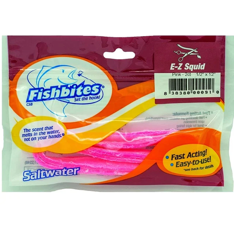 EZ Bites Fast Acting Pink, Longer Lasting Saltwater Bait Strips, 2-Pack