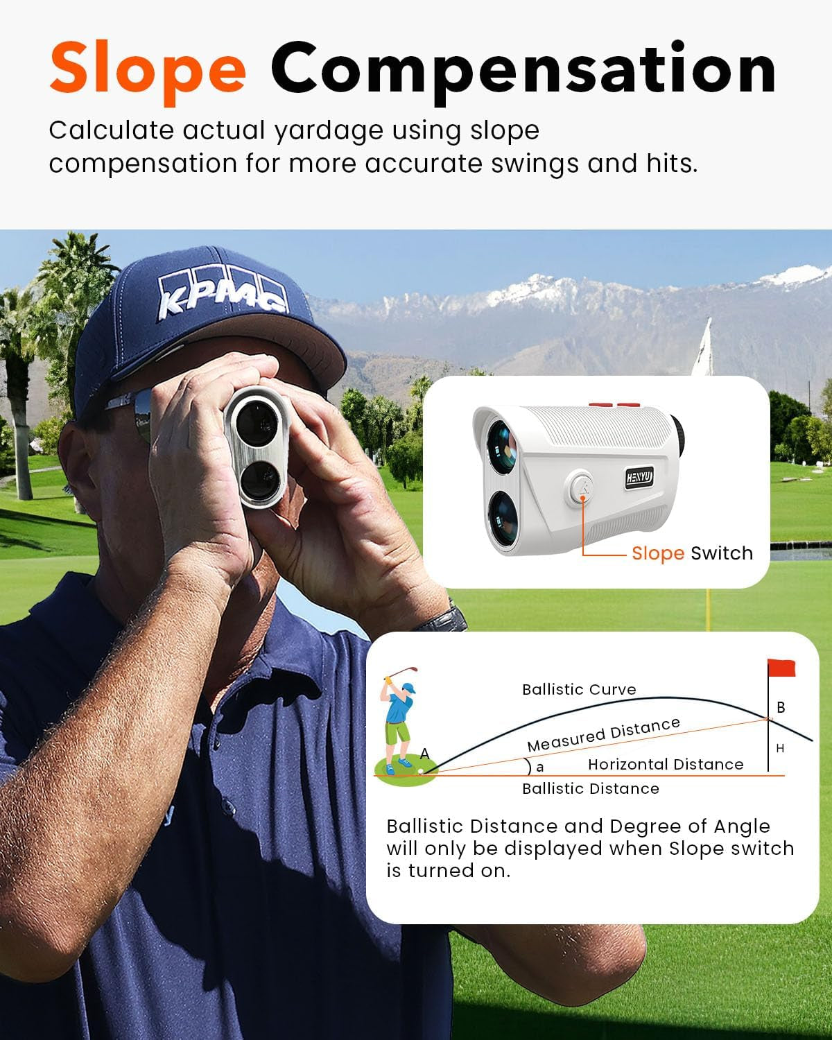Golf Rangefinder with Slope, Golf Laser Rangefinder,1200 Yard Range Finder Golfing with Magnetic Holder, USB C Rechagreable, 7X Magnification, High-Precision Flag Lock Vibration, Fast Focus
