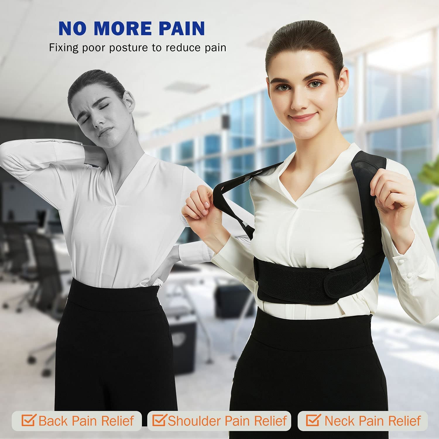 Posture Corrector for Women and Men, Adjustable Upper Back Brace, Breathable Back Support Straightener, Providing Pain Relief from Lumbar, Neck, Shoulder, and Clavicle, Back. (Large/Xl(38"-44"))