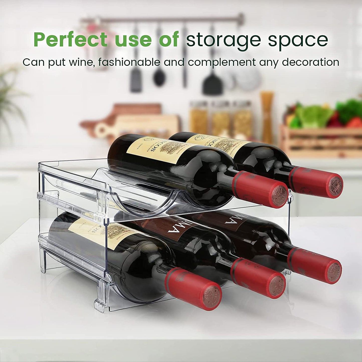Water Bottle Storage Organizer Set - Stackable Cabinet Rack for Efficient Water Bottle Management (2 Packs)