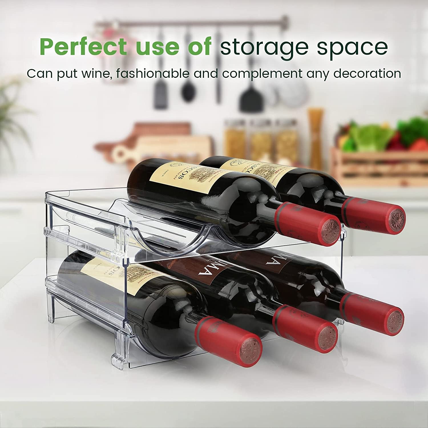Water Bottle Storage Organizer Set - Stackable Cabinet Rack for Efficient Water Bottle Management (2 Packs)