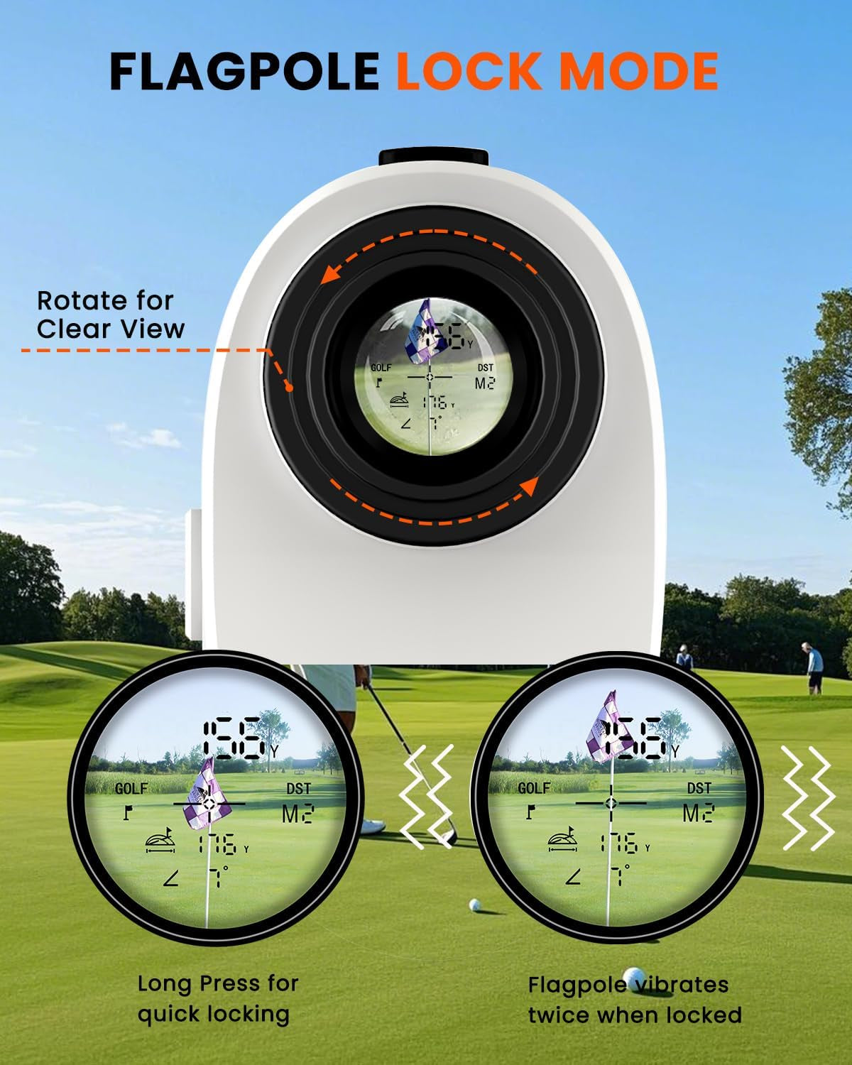 Golf Rangefinder with Slope, Golf Laser Rangefinder,1200 Yard Range Finder Golfing with Magnetic Holder, USB C Rechagreable, 7X Magnification, High-Precision Flag Lock Vibration, Fast Focus