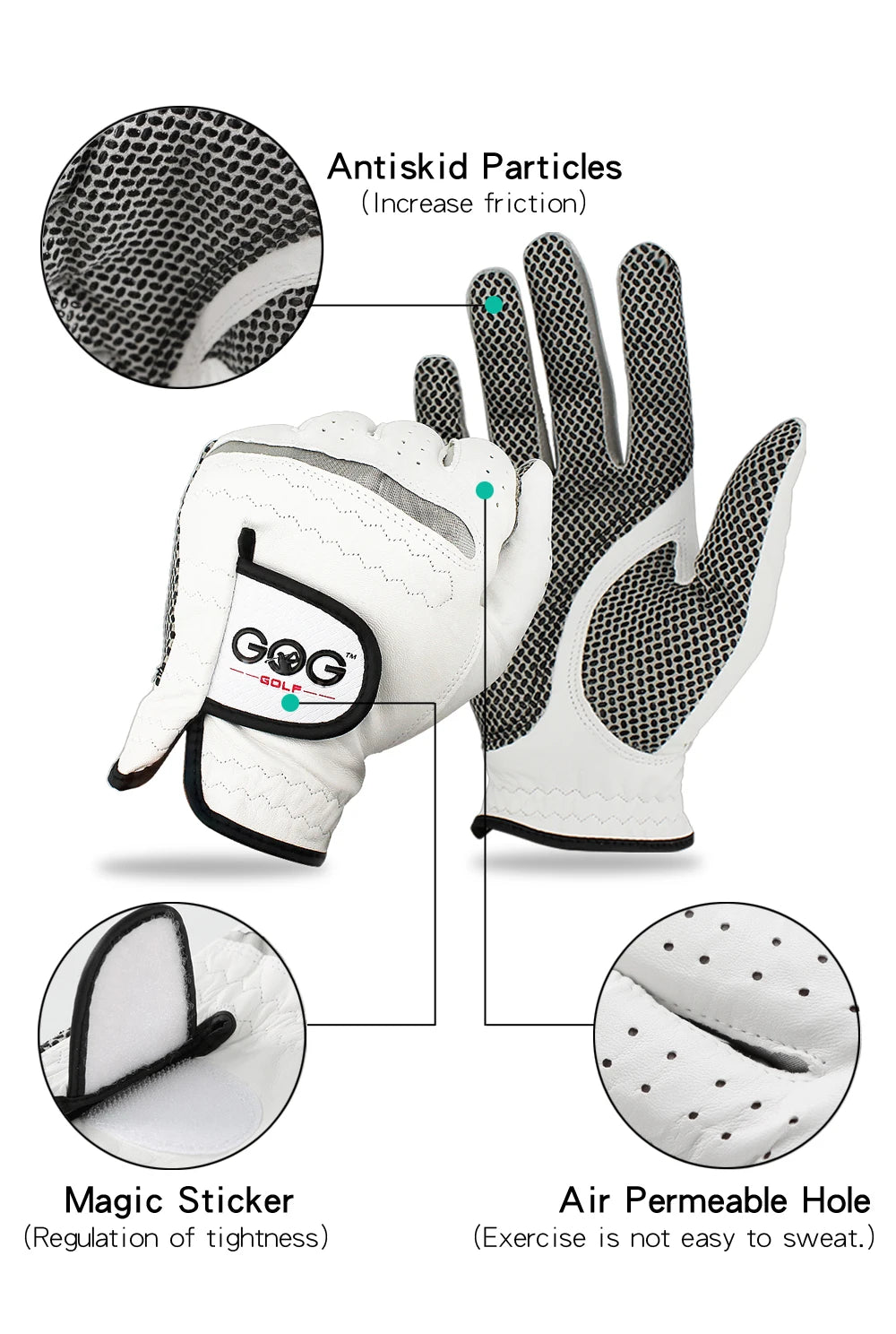 Pack 1 Pcs Golf Gloves Men Left/Right Hand Soft Breathable Pure Sheepskin Genuine Leather with Anti-Slip Granules Men Golf Glove