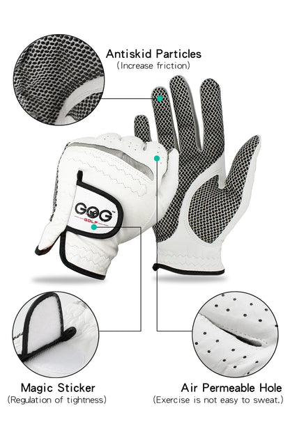 Pack 1 Pcs Golf Gloves Men Left/Right Hand Soft Breathable Pure Sheepskin Genuine Leather with Anti-Slip Granules Men Golf Glove