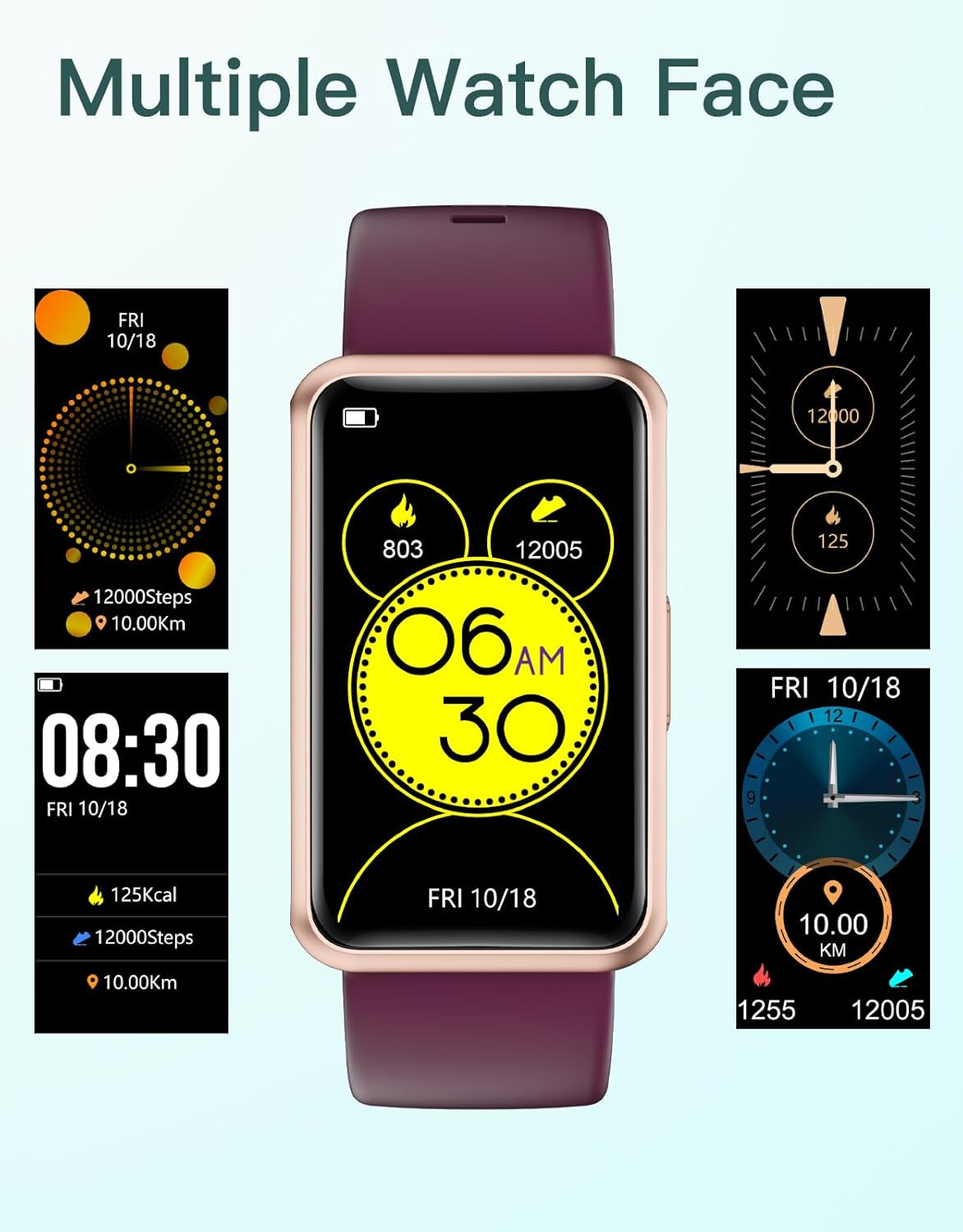 Fitness Tracker - Standalone Fitness Watch for Men and Women, IP68 Waterproof with Full Touch Screen, Steps and Calories Counter, Sleep Tracker, and Alarm Clocks (Purple)