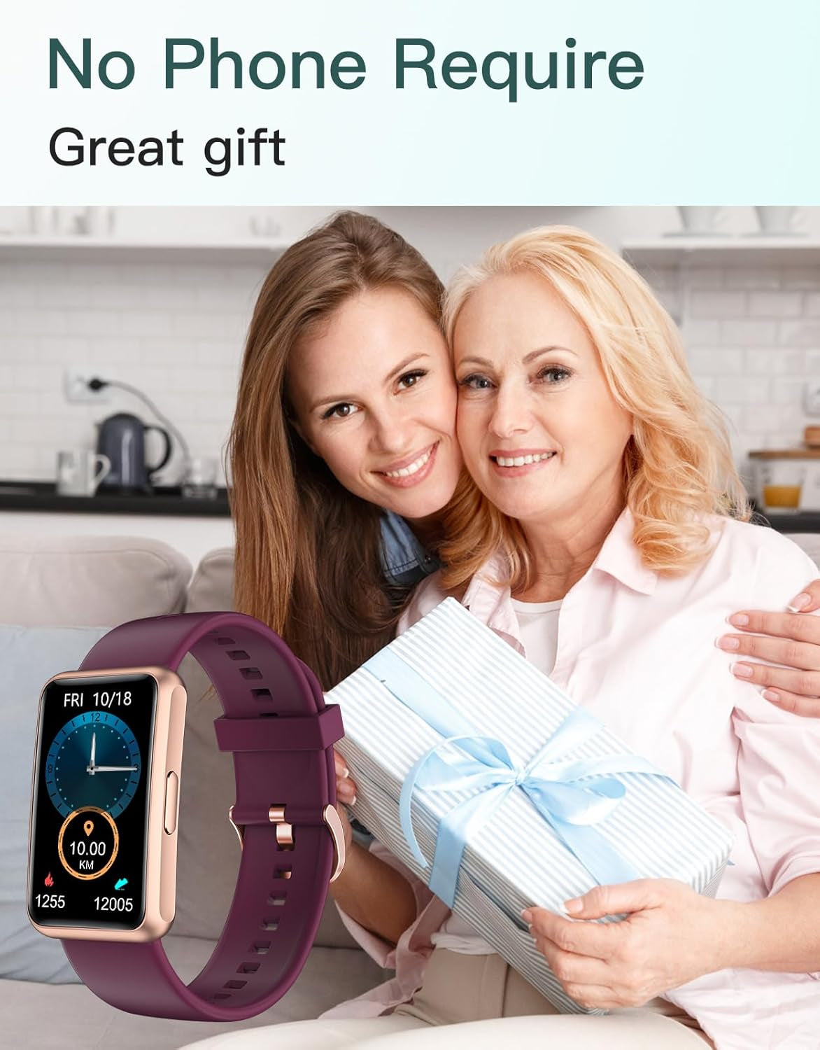 Fitness Tracker - Standalone Fitness Watch for Men and Women, IP68 Waterproof with Full Touch Screen, Steps and Calories Counter, Sleep Tracker, and Alarm Clocks (Purple)